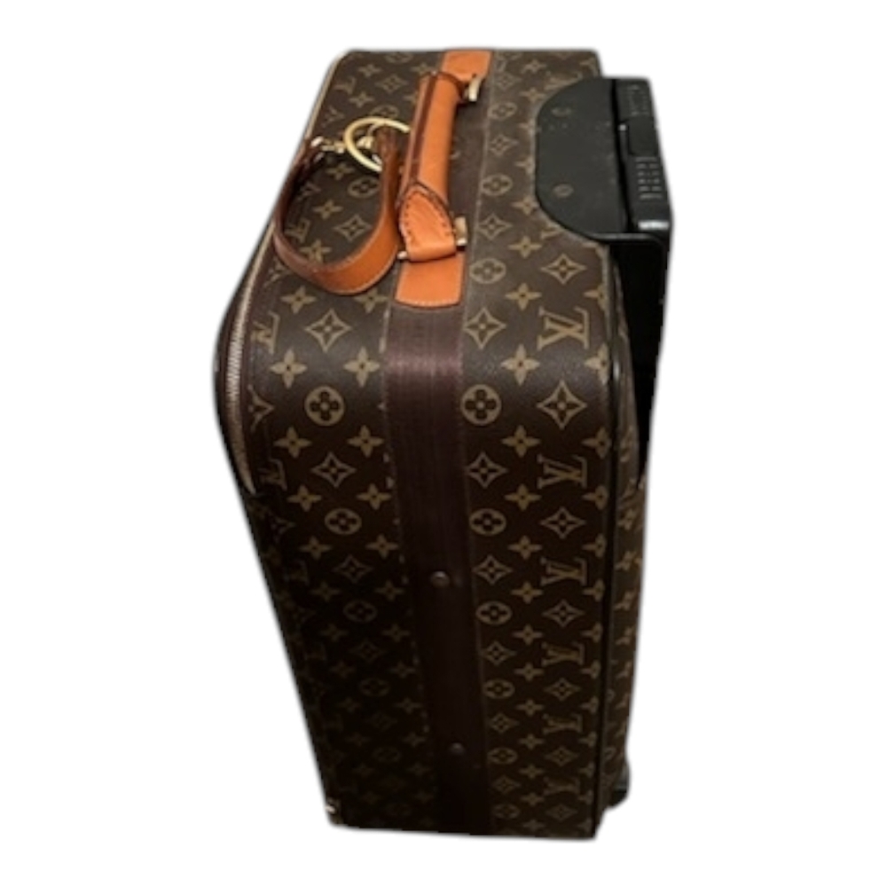 VTG Louis Vuitton Monogram Pegase Brown Leather Pull Carry-On Rolling Luggage